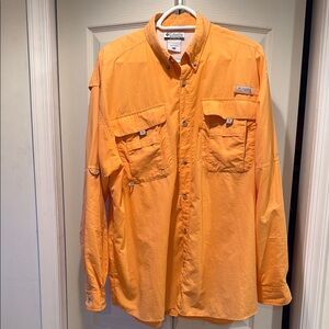 Columbia PFG Vibrant Orange Button-Up Fishing Shirt